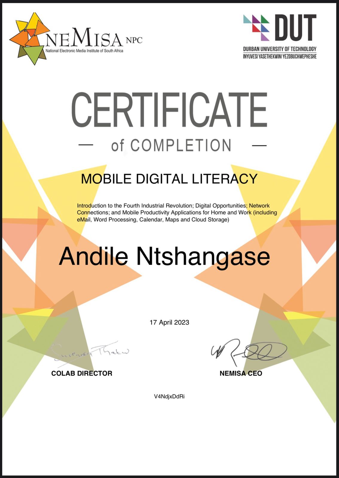 Mobile Digital Literacy Certificate